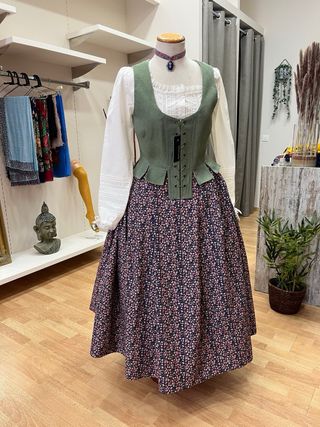 Falda Baturra Azul y Rosa de percal