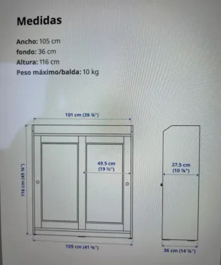 Vitrina Ikea gris con puertas correderas