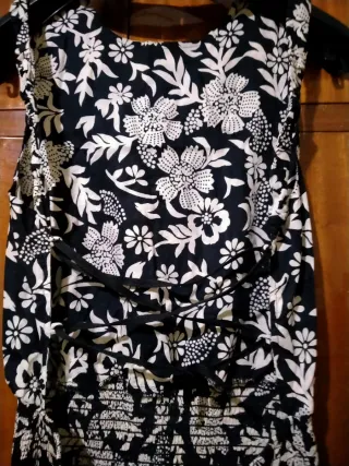 Vestido Mango Negro Estampado Flores