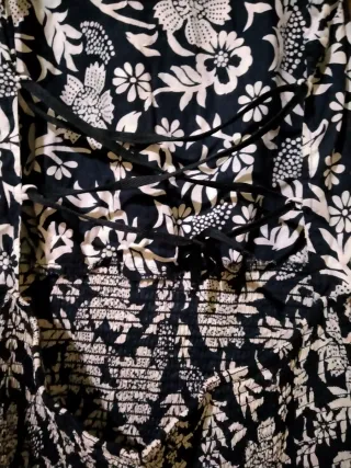 Vestido Mango Negro Estampado Flores