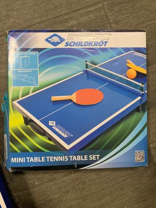 Mini mesa de ping pong con palas y 7 pelotas