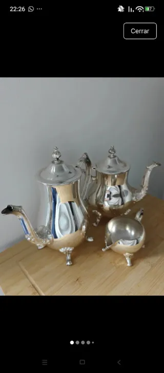 Tetera antigua metal plateado