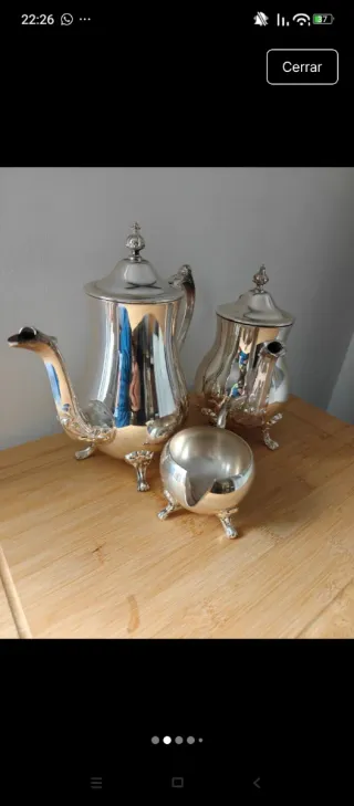 Tetera antigua metal plateado