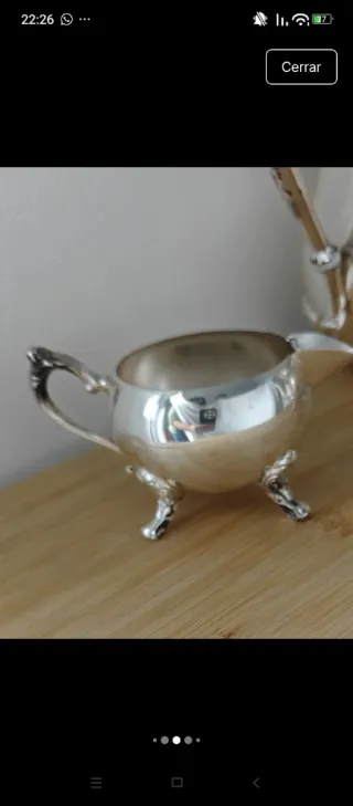 Tetera antigua metal plateado