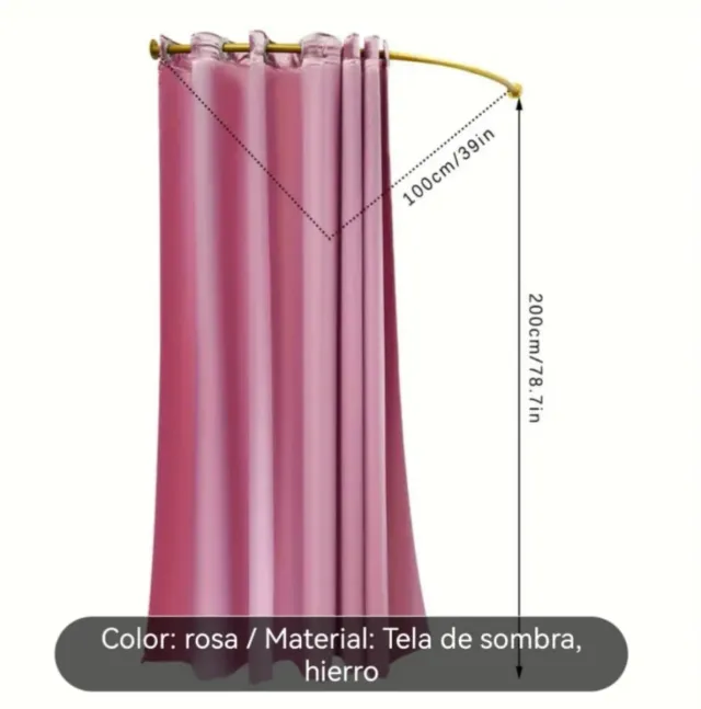 Probador de ropa rosa barra dorada metal