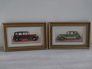 2 Cuadros de Coches Antiguos