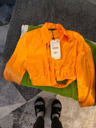 Camisa corta Zara naranja Talla XS