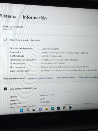 Portátil Asus i7