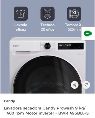 Lavadora  Secadora Candy Prowash 9kg 1400rpm