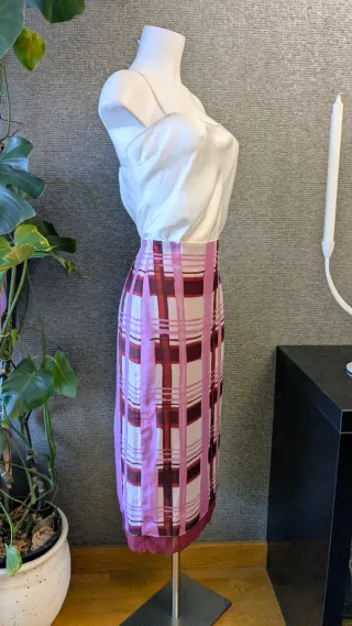 Falda Zara cuadros acuarela mujer