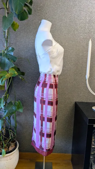 Falda Zara cuadros acuarela mujer