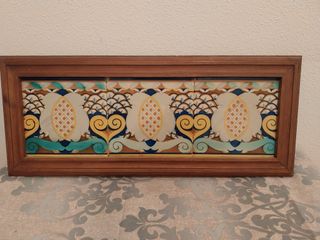 Cuadro Antiguo Azulejo Panel Enmarcado