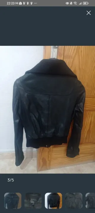 Cazadora Piel Ovina Vintage Stradivarius Talla xs