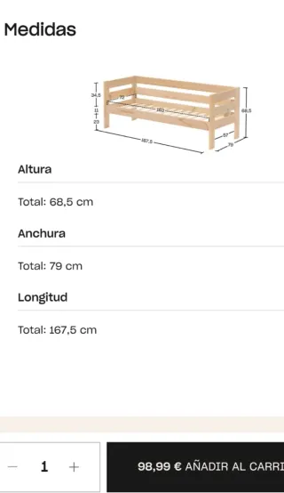 Cama infantil madera LUFE sirve como sofá