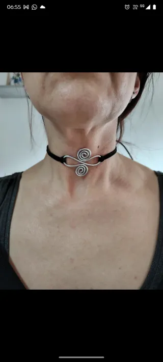 Collana Choker Filo Alluminio Spirale + cordino