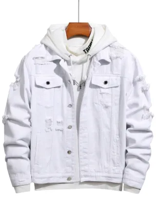 Chaqueta vaquera blanca desgastada