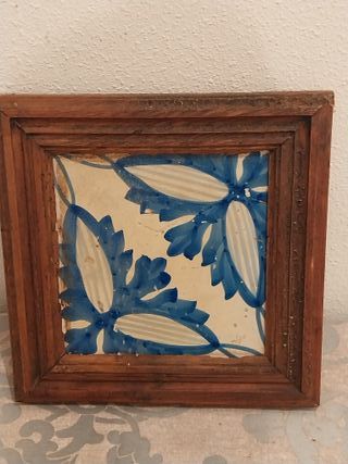Cuadro Antiguo Azulejo Enmarcado