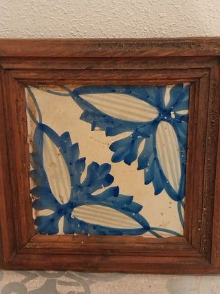 Cuadro Antiguo Azulejo Enmarcado