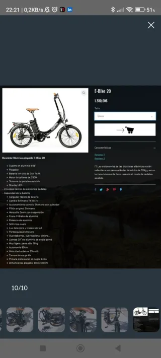 Bicicleta Eléctrica Plegable Moma.