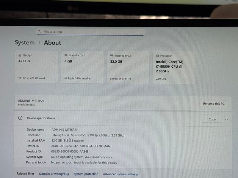 Dell Precision 5530 i7-8850H 32GB Q P1000 afbeelding 9