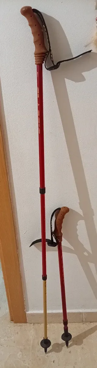 Bastones de senderismo rojos