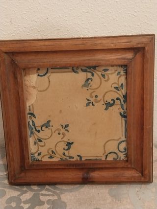 Cuadro Antiguo Azulejo Enmarcado