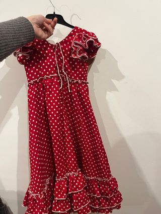 Traje Flamenca Niña Rojo Lunares, 4 años