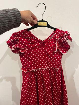 Traje Flamenca Niña Rojo Lunares, 4 años