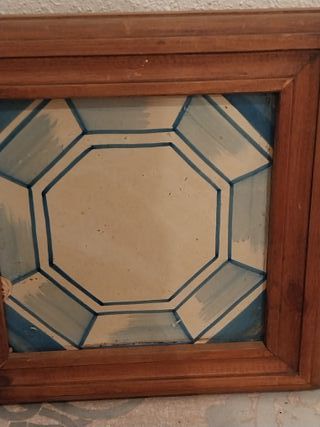 Cuadro Antiguo Azulejo Enmarcado