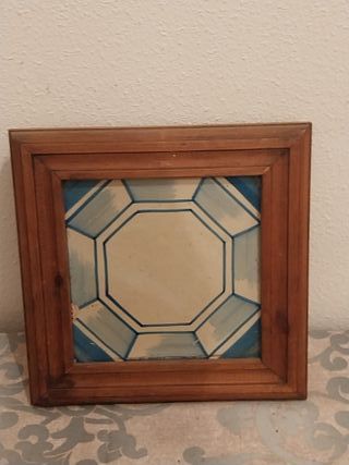 Cuadro Antiguo Azulejo Enmarcado