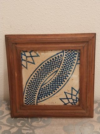 Cuadro Antiguo Azulejo Enmarcado