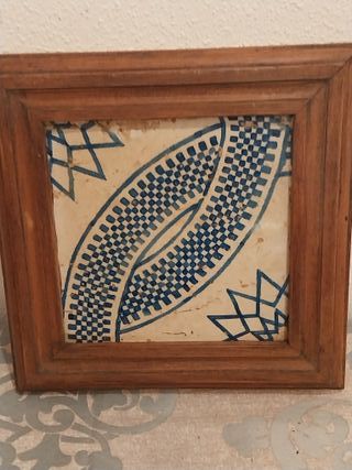 Cuadro Antiguo Azulejo Enmarcado
