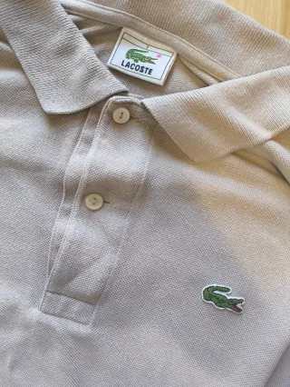 lacoste classic fit long sleeve polo shirt beige s