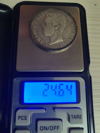 Duro 5 Pesetas Plata 1871 Amadeo I Rey