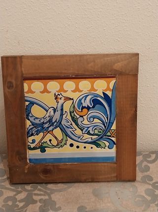 Cuadro Antiguo Azulejo Enmarcado