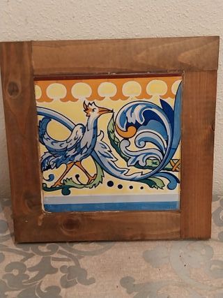 Cuadro Antiguo Azulejo Enmarcado