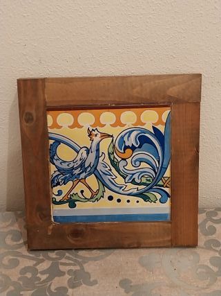 Cuadro Antiguo Azulejo Enmarcado