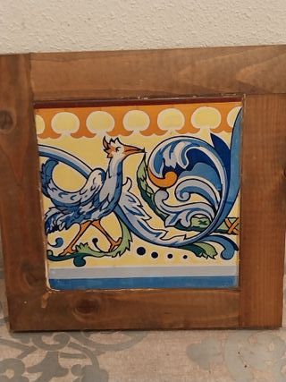 Cuadro Antiguo Azulejo Enmarcado