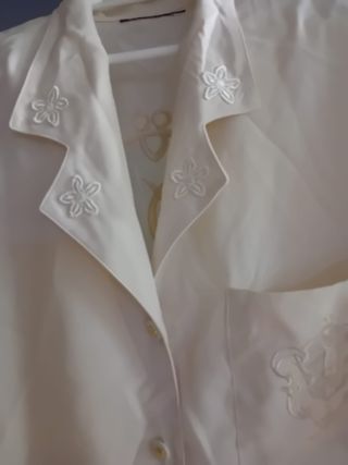 Camisa beige manga corta bordada