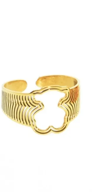Anillo ajustable oso dorado