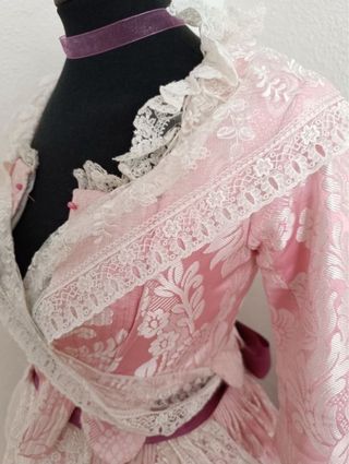 Traje de Fallera Niña Rosa Blanco talla 8/12 años