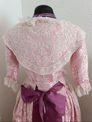 Traje de Fallera Niña Rosa Blanco talla 8/12 años