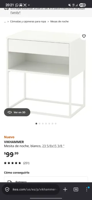 Mesa de noche Ikea VIKHAMER