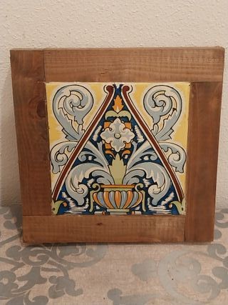 Cuadro Azulejo Antiguo Modernista Enmarcado