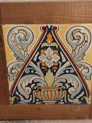 Cuadro Azulejo Antiguo Modernista Enmarcado