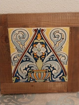 Cuadro Azulejo Antiguo Modernista Enmarcado