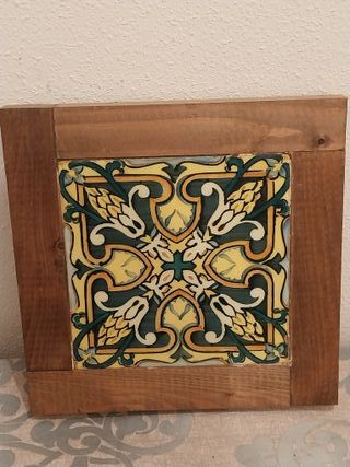 Cuadro Antiguo Azulejo Enmarcado