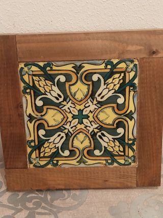 Cuadro Antiguo Azulejo Enmarcado