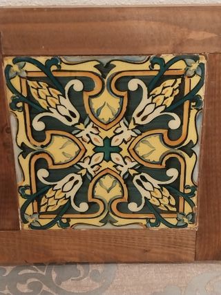 Cuadro Antiguo Azulejo Enmarcado