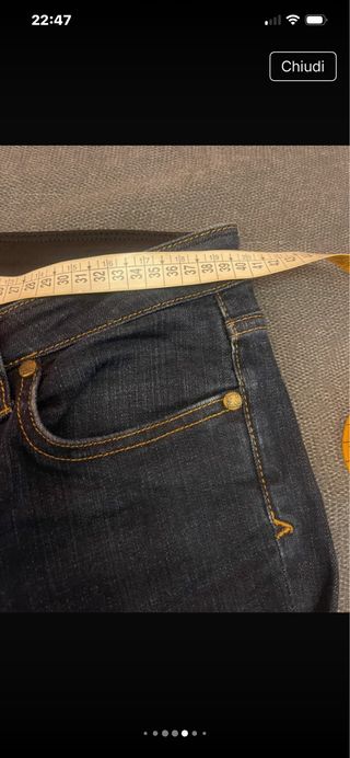 Jeans donna Seven blu ricamo sulle tasche oro